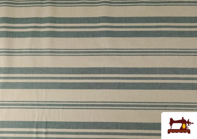 Toile Panama Imprimé Rayures Variées couleur Vert Pétrole