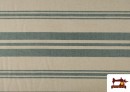 Toile Panama Imprimé Rayures Variées couleur Vert Pétrole