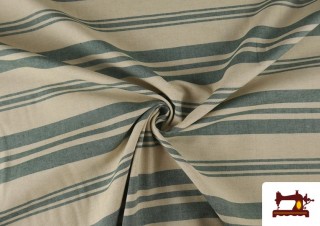 Toile Panama Imprimé Rayures Variées couleur Vert Pétrole