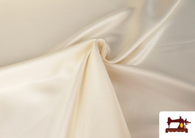 Vente de Tissu Satin Mariée en Polyester couleur Écru