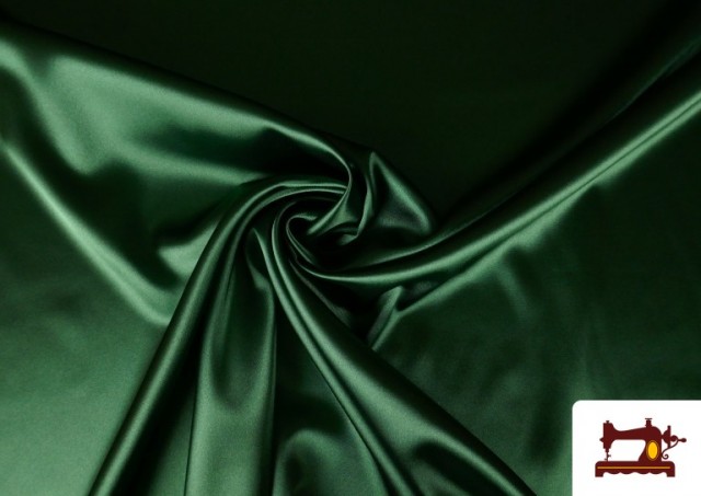 Vente de Tissu Crêpe Satin Raso Avec Élasthanne en Couleurs couleur Vert Bouteille