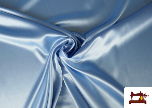 Tissu Crêpe Satin Raso Avec Élasthanne en Couleurs couleur Bleu
