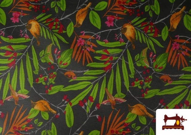 Acheter Tissu Toile Antitache Tropical Oiseaux 140 cm