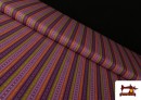 Tissu en Coton Imprimé à Rayures Colorées