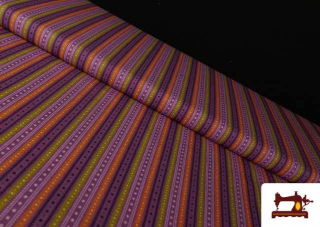 Tissu en Coton Imprimé à Rayures Colorées