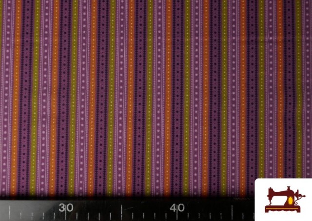Acheter en ligne Tissu en Coton Imprimé à Rayures Colorées