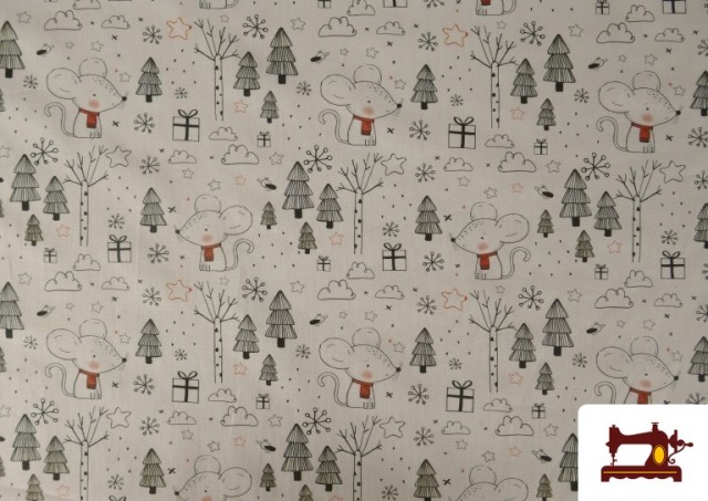 Acheter Tissu en Coton avec Dessin de Souris Amoureuses pour Enfants