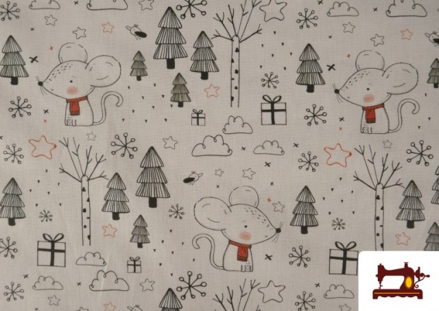 Vente de Tissu en Coton avec Dessin de Souris Amoureuses pour Enfants