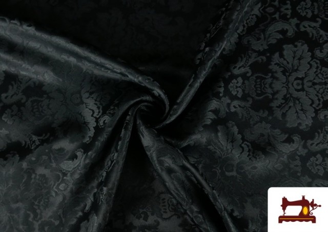 Vente en ligne de Tissu Fantaisie Jacquard Floral Médaillon couleur Noir