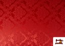 Tissu Fantaisie Jacquard Floral Médaillon couleur Rouge