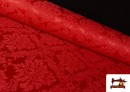 Tissu Fantaisie Jacquard Floral Médaillon couleur Rouge