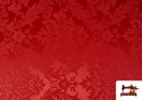 Tissu Fantaisie Jacquard Floral Médaillon couleur Rouge