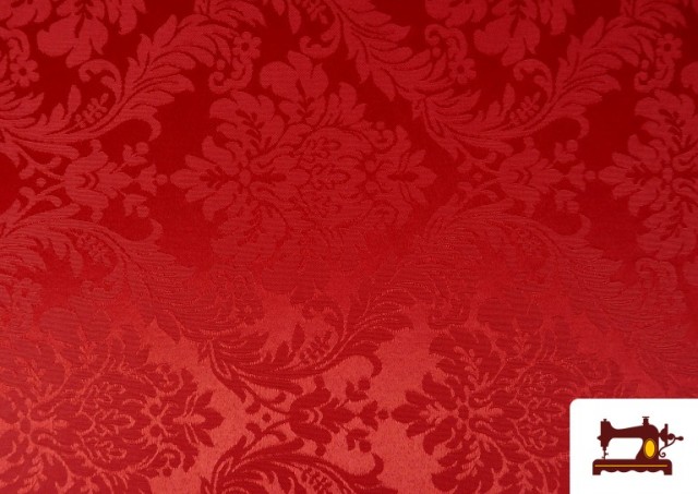 Tissu Fantaisie Jacquard Floral Médaillon couleur Rouge