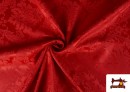 Acheter Tissu Fantaisie Jacquard Floral Médaillon couleur Rouge