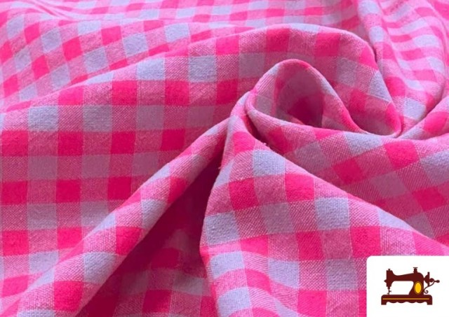Tissu à carreaux vichy fluo et couleurs froissé Seersucker couleur Rosa flúor