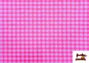 Tissu à carreaux vichy fluo et couleurs froissé Seersucker couleur Rosa flúor