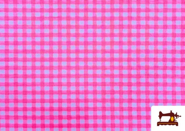 Tissu à carreaux vichy fluo et couleurs froissé Seersucker couleur Rosa flúor