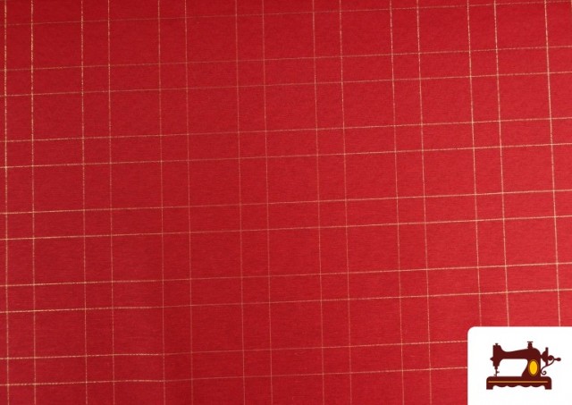 Acheter Tissu de décoration de Noël à carreaux dorés brillant couleur Rouge