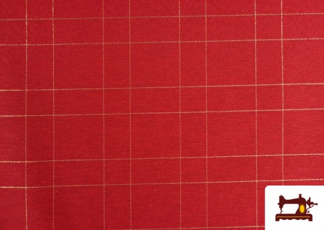 Vente de Tissu de décoration de Noël à carreaux dorés brillant couleur Rouge