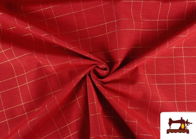 Vente en ligne de Tissu de décoration de Noël à carreaux dorés brillant couleur Rouge