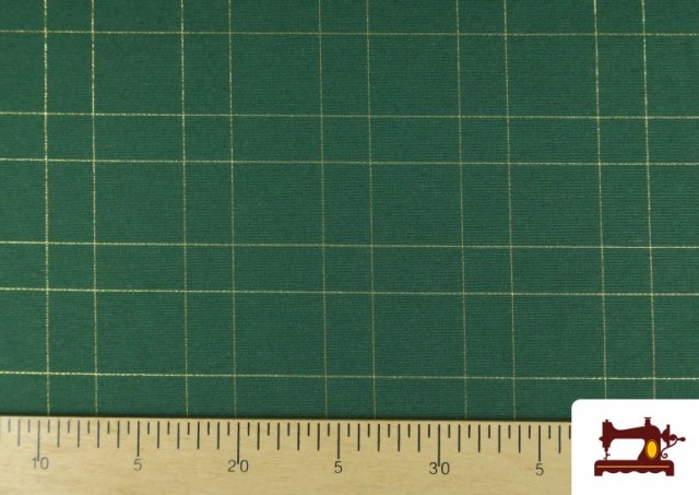 Vente de Tissu de décoration de Noël à carreaux dorés brillant couleur Vert Bouteille