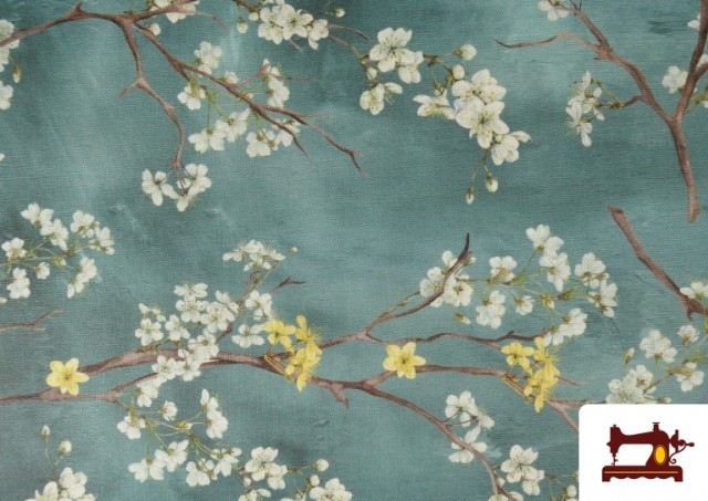 Vente de Tissu d'ameublement déperlant à motif floral amandier