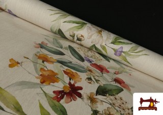 Tissu de Nappe Déperlant avec Motif Floral et Bordure