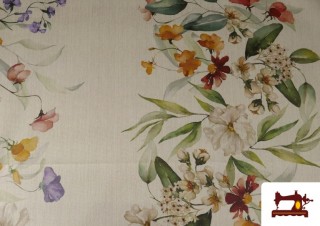 Acheter Tissu de Nappe Déperlant avec Motif Floral et Bordure