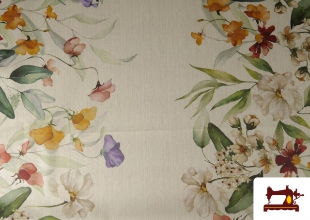 Vente de Tissu de Nappe Déperlant avec Motif Floral et Bordure