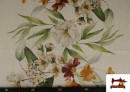 Acheter en ligne Tissu de Nappe Déperlant avec Motif Floral et Bordure