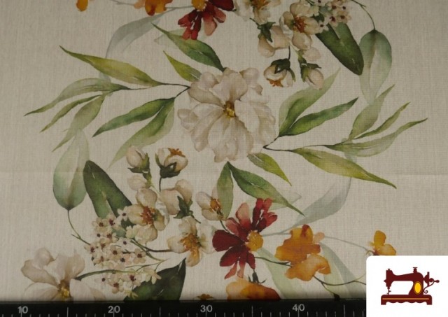 Acheter en ligne Tissu de Nappe Déperlant avec Motif Floral et Bordure