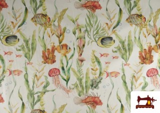 Acheter Tissu Toile Imprimé Fond Marin Poissons