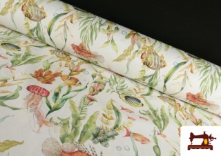 Tissu Toile Imprimé Fond Marin Poissons