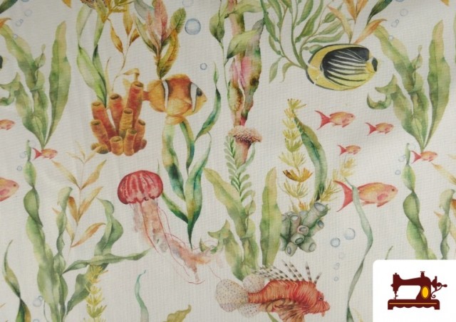 Vente de Tissu Toile Imprimé Fond Marin Poissons