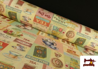 Tissu Toile Imprimée Thématique du Thé