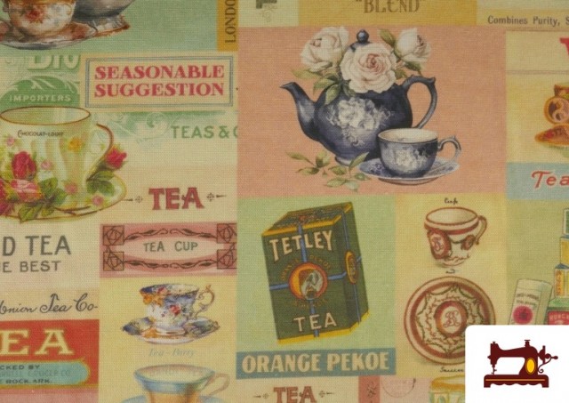 Vente de Tissu Toile Imprimée Thématique du Thé