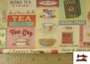 Acheter en ligne Tissu Toile Imprimée Thématique du Thé