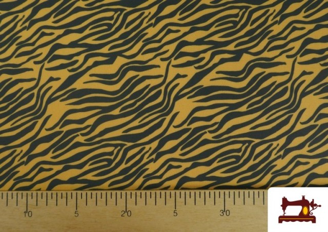 Vente de Tissu Jersey de Soie Imprimé Animal Zèbre couleur Moutarde