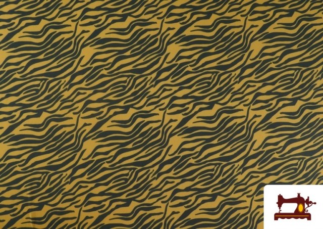Acheter en ligne Tissu Jersey de Soie Imprimé Animal Zèbre couleur Moutarde