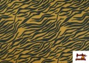 Vente en ligne de Tissu Jersey de Soie Imprimé Animal Zèbre couleur Moutarde