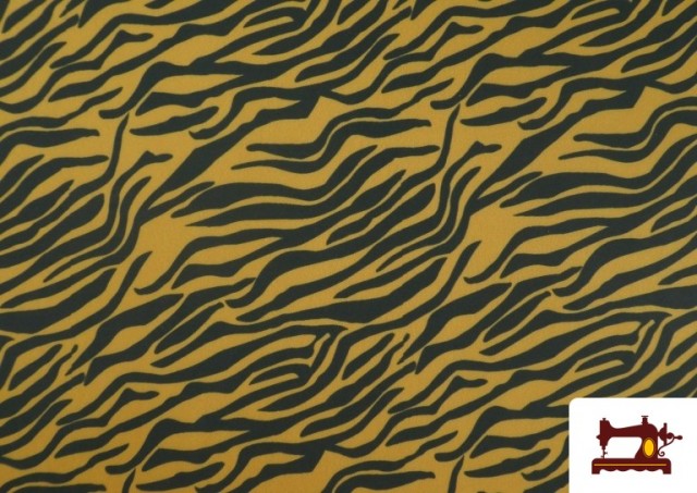 Vente en ligne de Tissu Jersey de Soie Imprimé Animal Zèbre couleur Moutarde