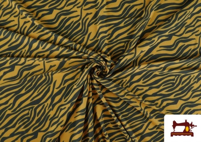 Tissu Jersey de Soie Imprimé Animal Zèbre couleur Moutarde