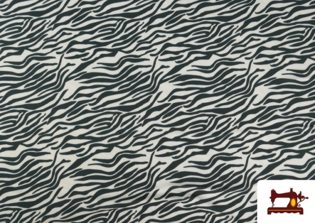 Tissu Jersey de Soie Imprimé Animal Zèbre couleur Blanc