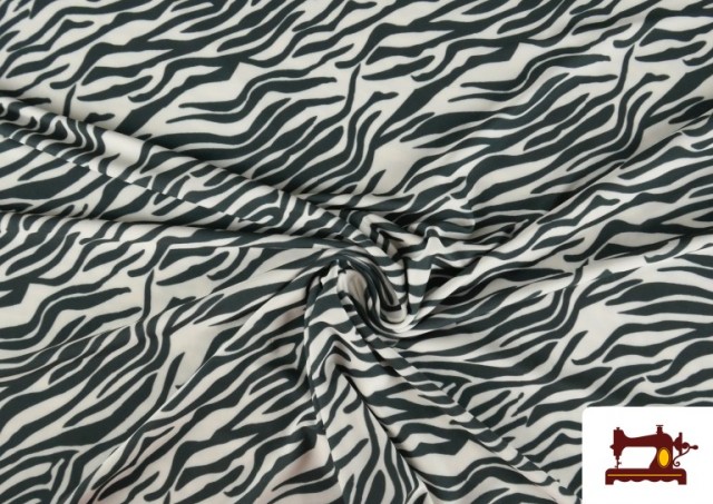 Vente de Tissu Jersey de Soie Imprimé Animal Zèbre couleur Blanc