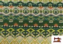 Acheter Tissu Jersey de Soie Imprimé Ethnique Vert