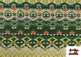 Acheter Tissu Jersey de Soie Imprimé Ethnique Vert