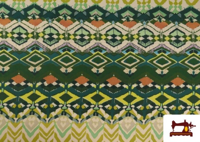 Acheter Tissu Jersey de Soie Imprimé Ethnique Vert