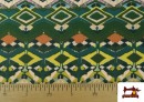 Acheter en ligne Tissu Jersey de Soie Imprimé Ethnique Vert