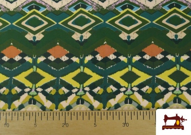 Acheter en ligne Tissu Jersey de Soie Imprimé Ethnique Vert
