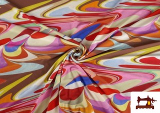 Acheter en ligne Tissu Jersey de Soie Imprimé Multicolore